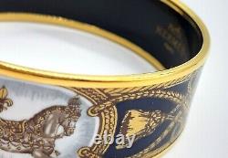 Hermes Enamel Bangle Cloisonné bracelet horse and rope pattern navy blue