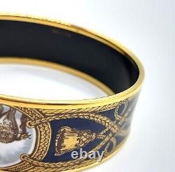 Hermes Enamel Bangle Cloisonné bracelet horse and rope pattern navy blue