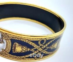 Hermes Enamel Bangle Cloisonné bracelet horse and rope pattern navy blue