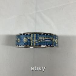 Hermes Enamel Bangle GM Bracelet Blue Ename Cloisonne