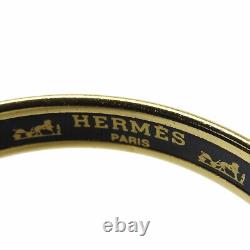 Hermes Enamel Bangle PM Cloisonne Bracelet Black, Blue, Gold Color