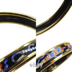 Hermes Enamel Bangle PM Cloisonne Bracelet Black, Blue, Gold Color