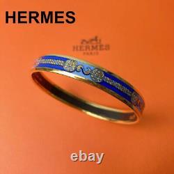 Hermes Enamel Bangle Pm Bracelet Blue Cloisonne