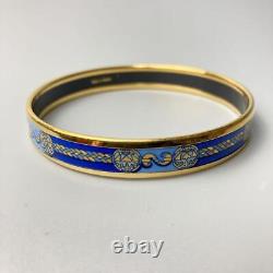 Hermes Enamel Bangle Pm Bracelet Blue Cloisonne