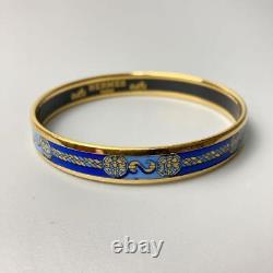 Hermes Enamel Bangle Pm Bracelet Blue Cloisonne