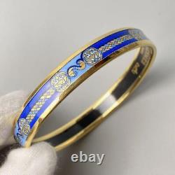 Hermes Enamel Bangle Pm Bracelet Blue Cloisonne