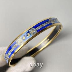 Hermes Enamel Bangle Pm Bracelet Blue Cloisonne