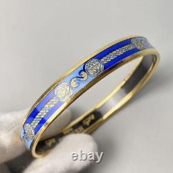 Hermes Enamel Bangle Pm Bracelet Blue Cloisonne