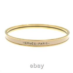 Hermes Enamel Bangle Uni Bracelet Beige color Metal Width 0.5mm