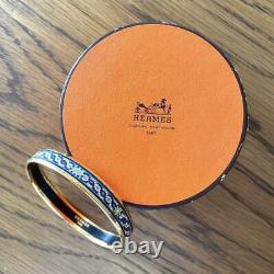 Hermes Enamel Bracelet Bangle Blue Gold Diameter 6.5cm accessory with box