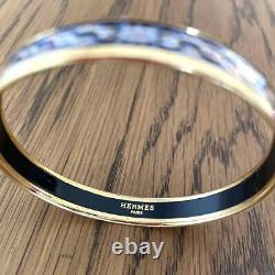 Hermes Enamel Bracelet Bangle Blue Gold Diameter 6.5cm accessory with box