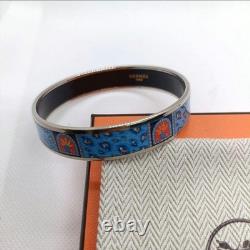 Hermes Enamel Bracelet Blue 66mm Diameter with Included Pouch Collectible