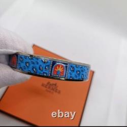 Hermes Enamel Bracelet Blue 66mm Diameter with Included Pouch Collectible