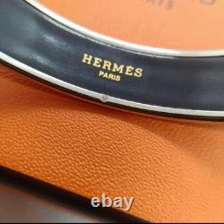 Hermes Enamel Bracelet Blue 66mm Diameter with Included Pouch Collectible