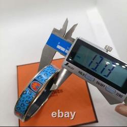 Hermes Enamel Bracelet Blue 66mm Diameter with Included Pouch Collectible