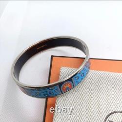 Hermes Enamel Bracelet Blue 66mm Diameter with Included Pouch Collectible