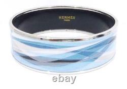 Hermes Enamel Cloisonne Bangle Bracelet Blue Made in Austria With Storage Box