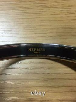 Hermes Enamel Cloisonne Bangle Bracelet Lion Printed Diameter 2.6 in. With Box