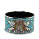 Hermes Enamel Cloisonné Elephant Wide Bangle Bracelet Blue Japan Used