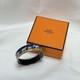 Hermes Enamel Elephant Bangle Bracelet Blue Silver Used Excellent Auth No Box
