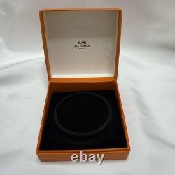 Hermes Enamel Elephant Bangle Bracelet Blue Silver Used Excellent Auth No Box