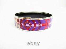 Hermes Enamel Email GM Logo Bangle Bracelet Blue 19cm