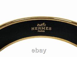 Hermes Enamel Emaile Bangle Bracelet Horse Blue x Gold with Box Jewelry