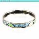 Hermes Enamel Emaile Pm Bangle Bracelet Blue X Green X Silver Ladies Jewelry