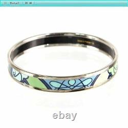 Hermes Enamel Emaile PM Bangle Bracelet Blue x Green x Silver Ladies Jewelry