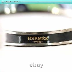 Hermes Enamel Emaile PM Bangle Bracelet Blue x Green x Silver Ladies Jewelry