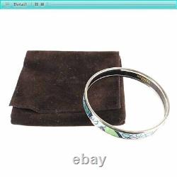 Hermes Enamel Emaile PM Bangle Bracelet Blue x Green x Silver Ladies Jewelry