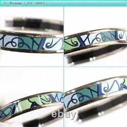 Hermes Enamel Emaile PM Bangle Bracelet Blue x Green x Silver Ladies Jewelry