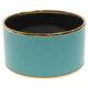 Hermes Enamel Emaile Tgm Caleche Logo Wide Bangle Bracelet Blue X Gold