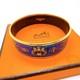 Hermes Enamel Gm Bangle Bracelet Gold Plated Blue Accessory Authentic Japan
