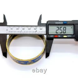 Hermes Enamel GM Bangle Bracelet Gold Plated Blue Accessory Authentic JAPAN