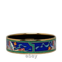 Hermes Enamel GM Bangle Bracelet Multicolor with Box Gold Plated Blue