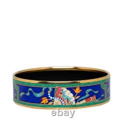 Hermes Enamel GM Bangle Bracelet Multicolor with Box Gold Plated Blue