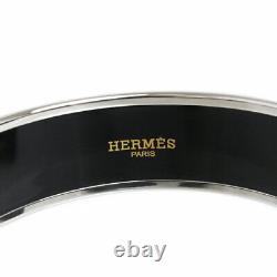 Hermes Enamel GM Ribbon Pattern Bangle Bracelet Cloisonne Purple Blue Authentic