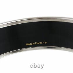 Hermes Enamel GM Ribbon Pattern Bangle Bracelet Cloisonne Purple Blue Authentic