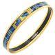 Hermes Enamel Pm Bangle Bracelet Women Cloisonné Blue Gold Hardware Authentic