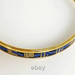 Hermes Enamel PM Bangle Cloisonne Bracelet Blue x Gold