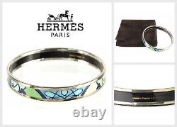 Hermes Enamel PM Bangle Multicolor Metal Bracelet Ladies Blue Green One Point