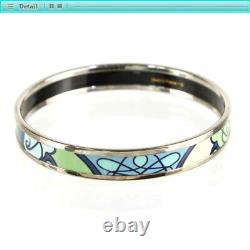 Hermes Enamel PM Bangle Multicolor Metal Bracelet Ladies Blue Green One Point