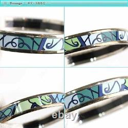 Hermes Enamel PM Bangle Multicolor Metal Bracelet Ladies Blue Green One Point