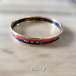 Hermes Enamel PM Bracelet Red Blue Enamel Jewelry Authentic Genuine Vintage