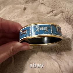Hermès Enamel Tenues Et Couvertures Bracelet Paddock Horses Est. Retail $660