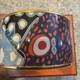 Hermes Fish Pattern Blue Red Enamel Wide Bangle Bracelet