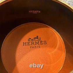 Hermes Fish Pattern Blue Red Enamel Wide Bangle Bracelet