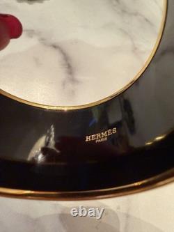 Hermes Fish Pattern Blue Red Enamel Wide Bangle Bracelet