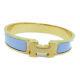 Hermes Ghw H Bangle Bracelet Metal Enamel Gold Blue